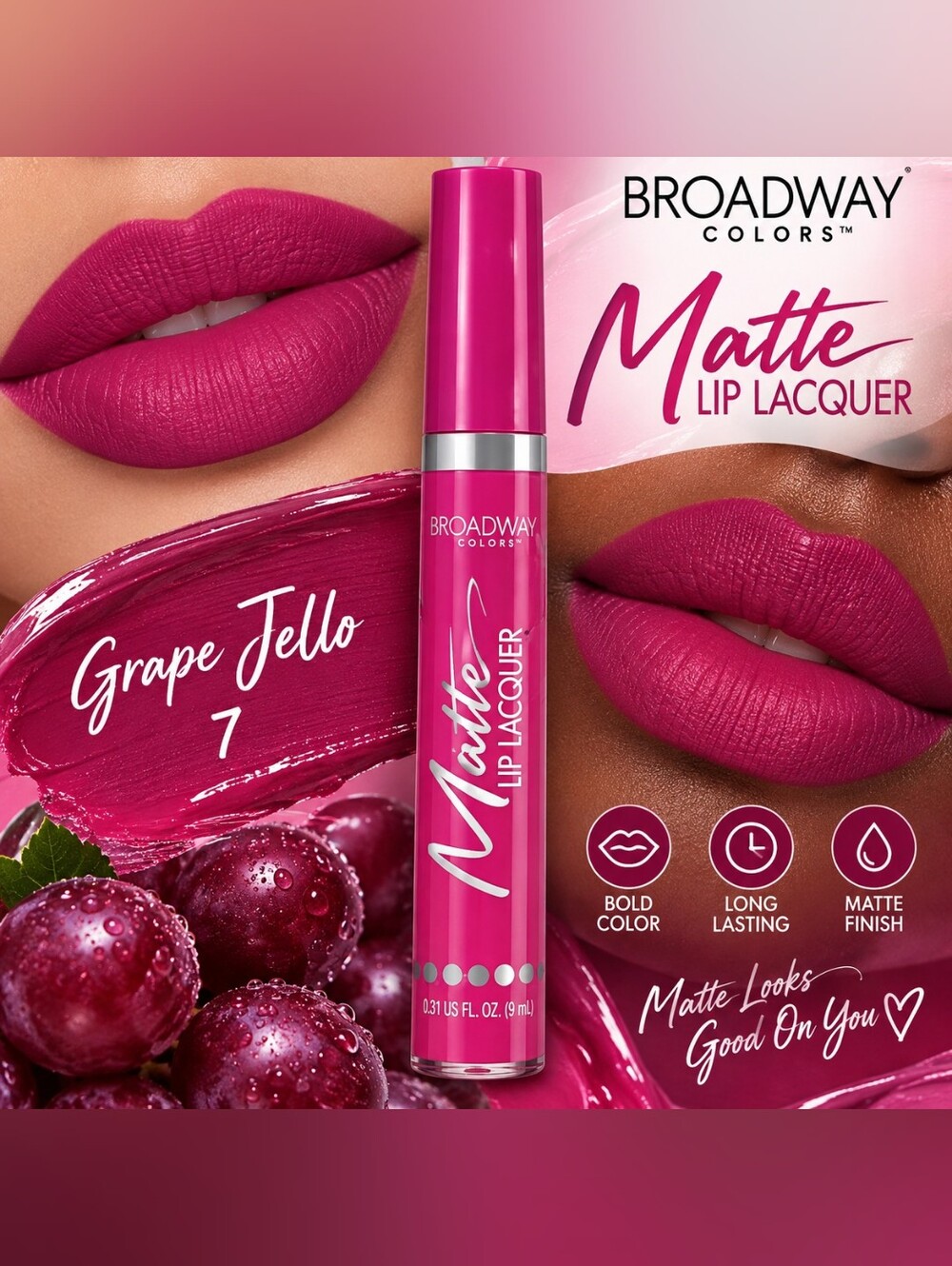 Matte Lip Lacquer — Grape Jello (Vibrant Pink)